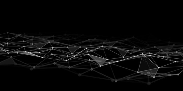Abstract technology background with connecting dots and lines. Low poly shape.
