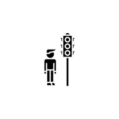 Traffic lights black icon concept. Traffic lights flat  vector symbol, sign, illustration.