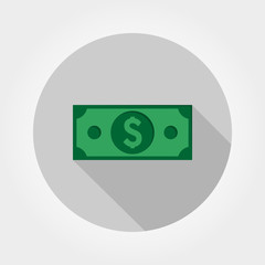 Banknote. Dollar. Icon. Vector. Flat.