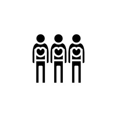 Volunteer workers black icon concept. Volunteer workers flat  vector symbol, sign, illustration.