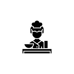Waitress black icon concept. Waitress flat  vector symbol, sign, illustration.