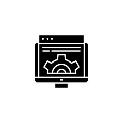 Web development black icon concept. Web development flat  vector symbol, sign, illustration.