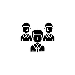 Work team company black icon concept. Work team company flat  vector symbol, sign, illustration.