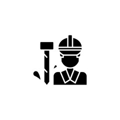 Worker black icon concept. Worker flat  vector symbol, sign, illustration.