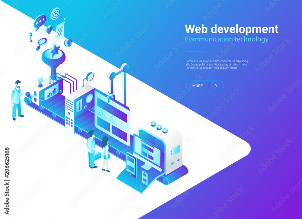 Canvas Prints isometric flat web vector. website design production studio