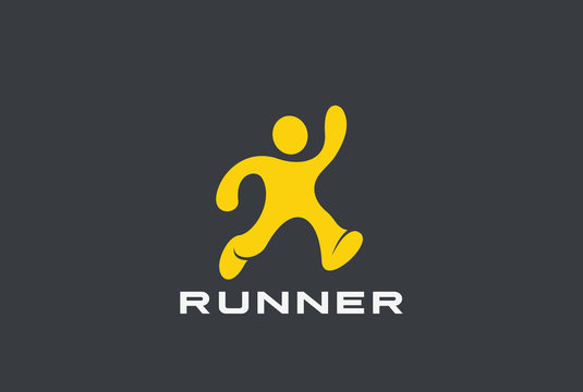 Running Man Abstract Sport Delivery Logo vector. Runner icon