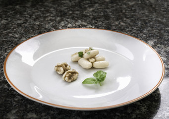 white beans, walnuts, basil