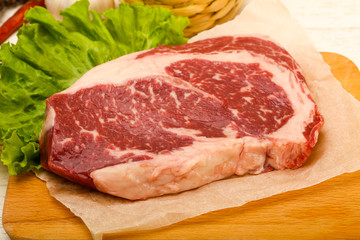 Rib eye raw steak