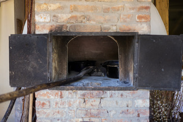 empty wood fired brick oven