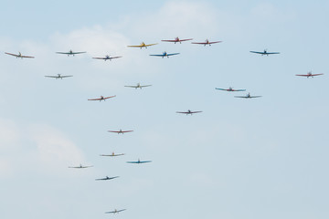 aircraft flyght on military airshow