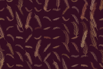 Hand drawn feather illustrations background, good for graphic design, flyers, wallpapers or booklets.