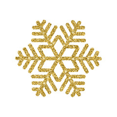 Gold snowflake on white background. Vector illustration.