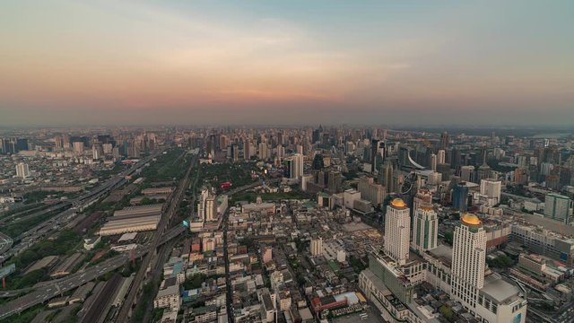 4K Timelapse Sequence of Bangkok, Thailand - The city of Bangkok from Day to Night