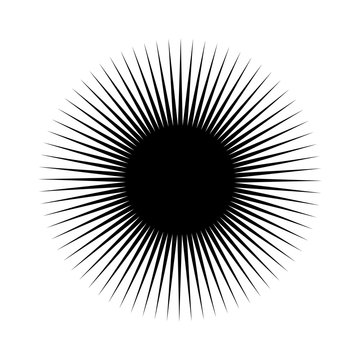 recommend clip art: Abstract starburst isolated on white background. Sunburst vintage design element. Illustration with sun-like shape. Radial, radiating lines.