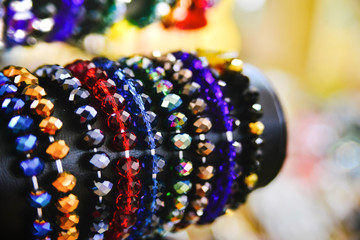 Bracelets with colorful glass beads