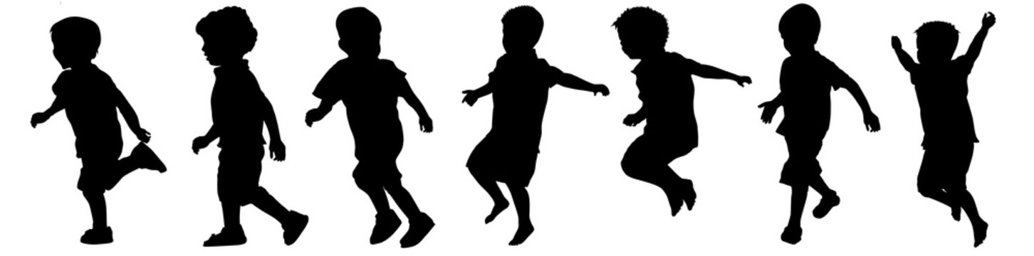 Children silhouettes playing