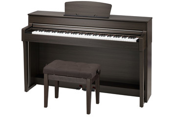 brown piano and banquet isolated
