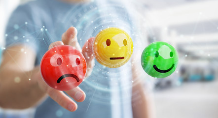 Businessman using customer satisfaction rating 3D rendering