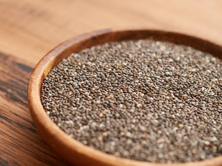 木皿に入ったチアシードのサイズ感