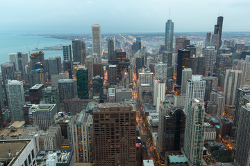 Naklejka na ściany i meble Chicago evening downtown skyline