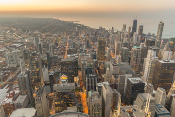 Fototapeta premium Chicago evening downtown skyline