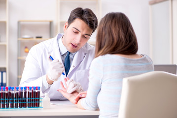 Fototapeta premium Patient during blood test sampling procedure taken for analysis