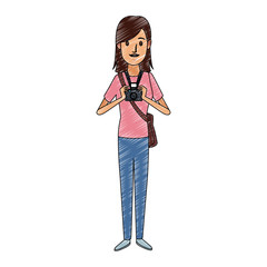 Woman photographer cartoon vector illustration graphic design