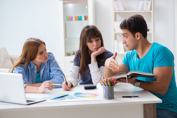 Team of designers discussing new interior project