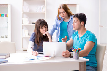 Team of designers discussing new interior project