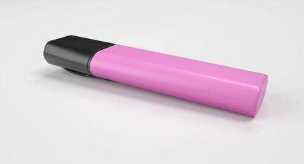 3D rendering - pink highlighter pen isolated on white background.