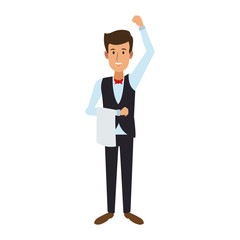 Elegant male waiter vector illustration graphic design
