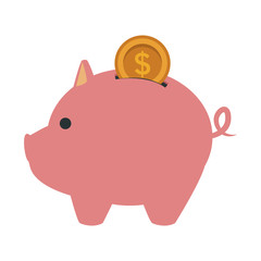 Piggy with coin savings vector illustration graphic design