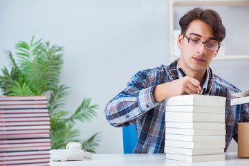 Writer presenting his books to public