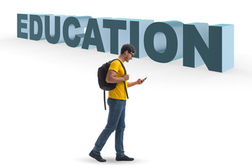 Young male student in education concept isolated on white