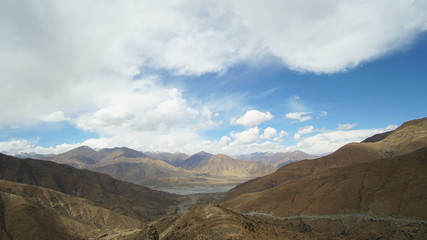 Mountain with some cloud on the blue clear sky
