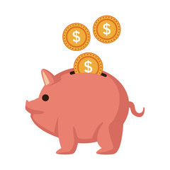 Piggy with coins vector illustration graphic design
