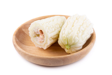 White bitter melon and slice isolated on a white background