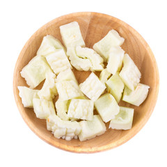 White bitter melon and slice isolated on a white background