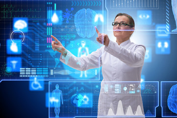 Woman doctor in telemedicine futuristic concept