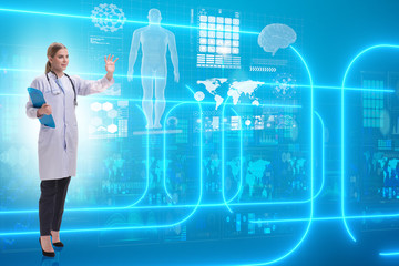 Woman doctor in telemedicine futuristic concept