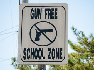 Gun free school zone sign in Atlantic city, NJ, USA