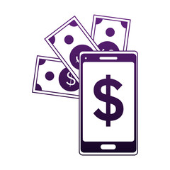 Smartphone and money symbol vector illustration graphic design