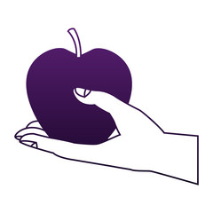 Hand holding apple vector illustration graphic design