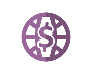 purple globe currency business company office corporate image vector icon logo