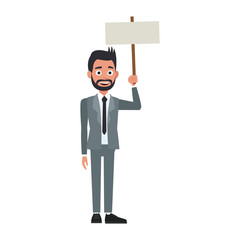 Politician with blank poster cartoon vector illustration graphic design