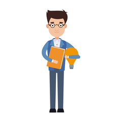 Businessman with idea cartoon vector illustration graphic design