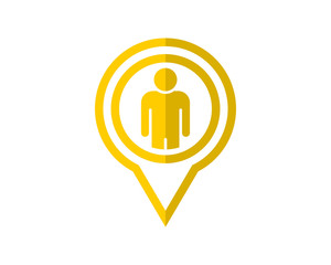 yellow global positioning system figure business company office corporate image vector icon logo