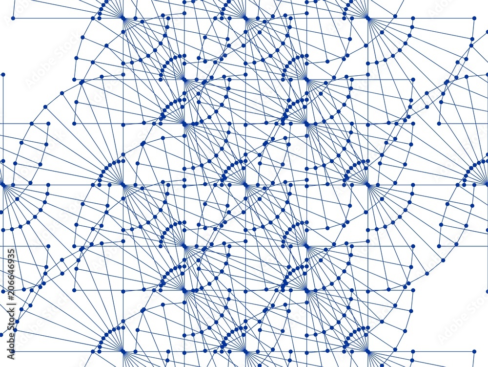 Wall mural dna molecule fractal network structure kaleidoscope 09. abstract dna string network connection, from