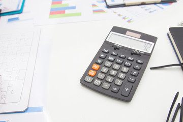 Desk of Accounting working project in construction site