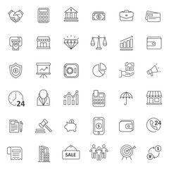 set of finance icon with thin style use for web or presentation element, editable stroke